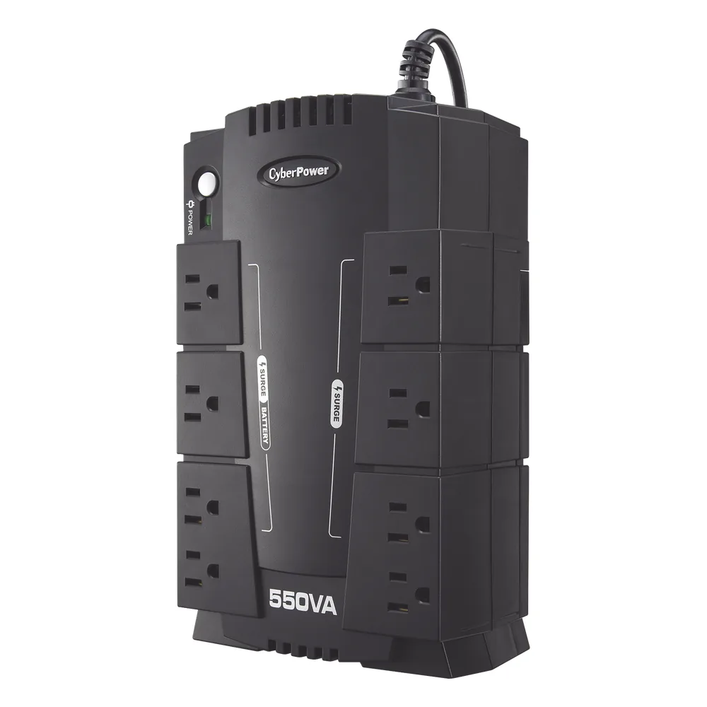 UPS de 550 VA/330 W, Topología Standby, Entrada 120 Vca NEMA 5-15P, Tipo Gabinete Compacto, Con 8 Tomas NEMA 5-15R