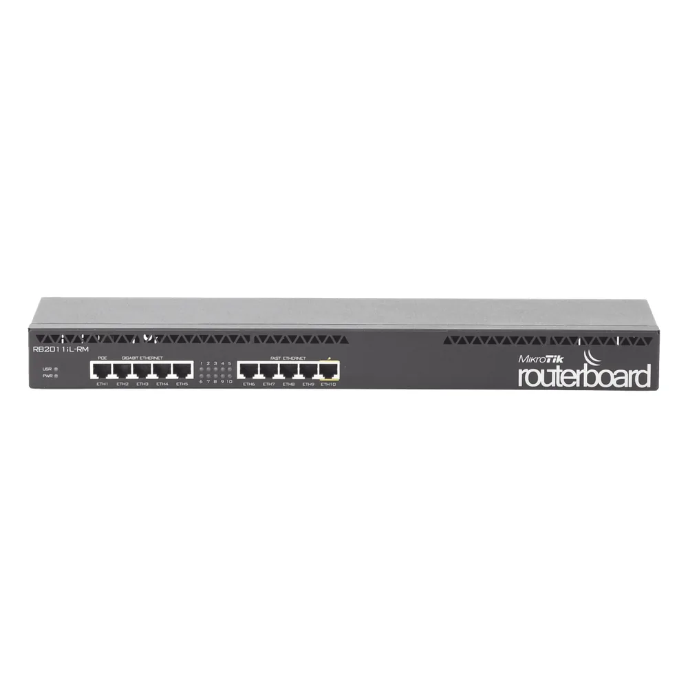 RouterBoard, 5 Puertos Gigabit, 5 Puertos Fast, Licencia Nivel 4 y montaje en Rack