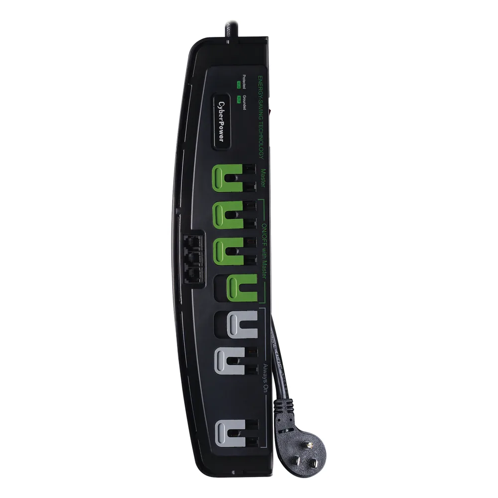 Multicontacto Con Supresor de Picos, Voltaje de Entrada 125 Vca NEMA 5-15P, Con 7 Salidas NEMA 5-15R, 2250 Joules, Protección RJ11