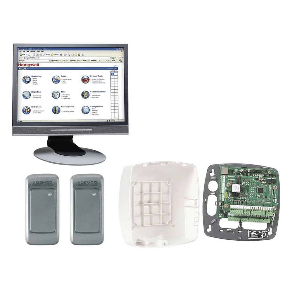 Kit de control de acceso vía web para 2 puertas con controlador NetAXS-123 y 2 lectoras de proximidad