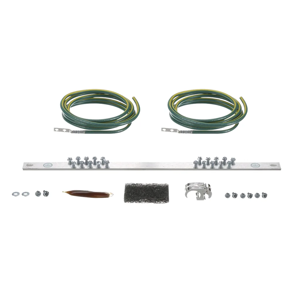 Kit de Puesta a Tierra con dos Jumpers 6 AWG y Barra de Conexiones de 20 Orificios, para Rack de 19in