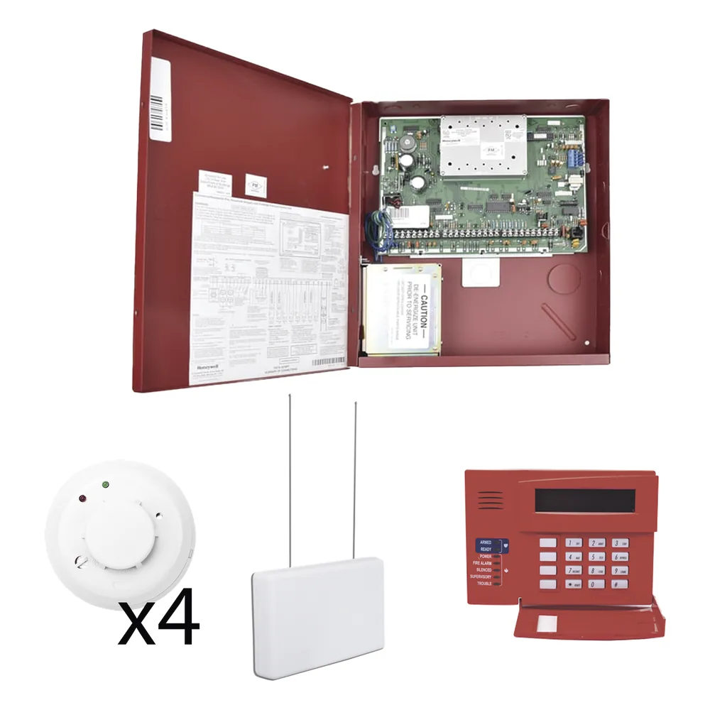 Kit de panel de control comercial contra intrusión e incendio de 32 zonas, con teclado, receptor y detectores de humo inalámbricos