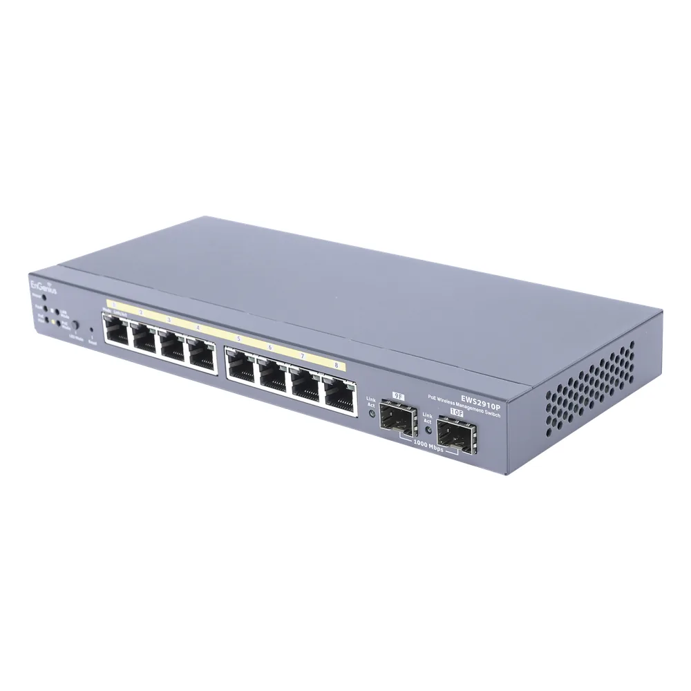 Switch PoE Administrable de 8 puertos Gigabit 802.3 af de 61.6 W y Controlador para 50 Puntos de Acceso Serie Neutron/EnTurbo.