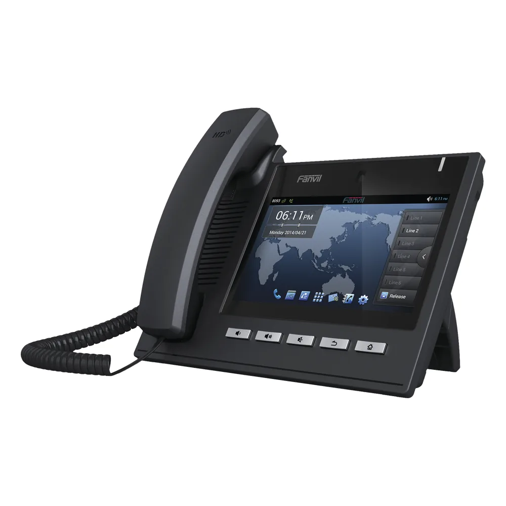 Teléfono IP Ejecutivo Para 6 Líneas SIP con Video Conferencia HD720, Pantalla Multi-Touch, Voz HD y Conferencia de 10 vías con Soporte Para PoE