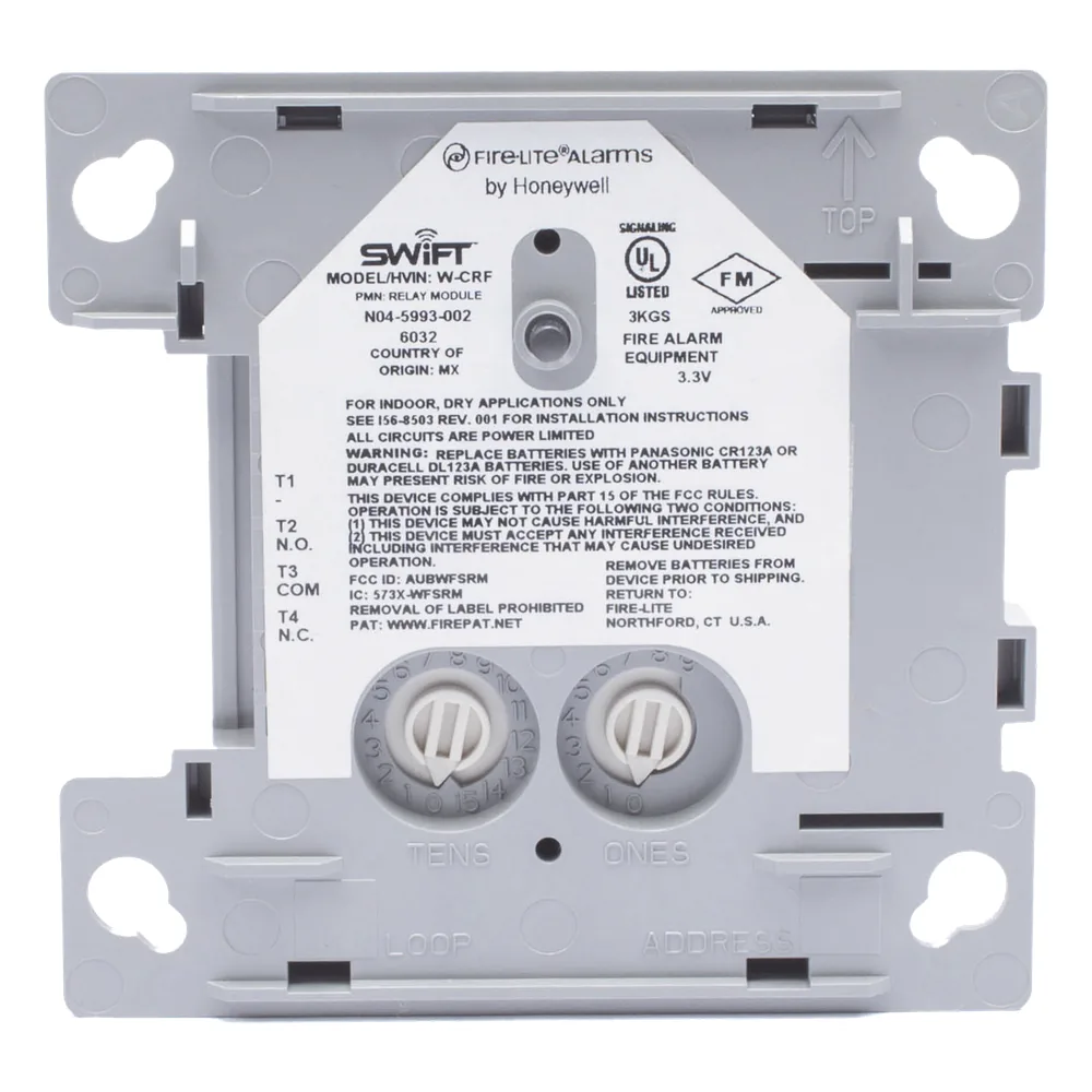 Módulo de relé inalámbrico direccionable con 2 contactos Forma C, red de malla SWIFT, para paneles Fire-Lite