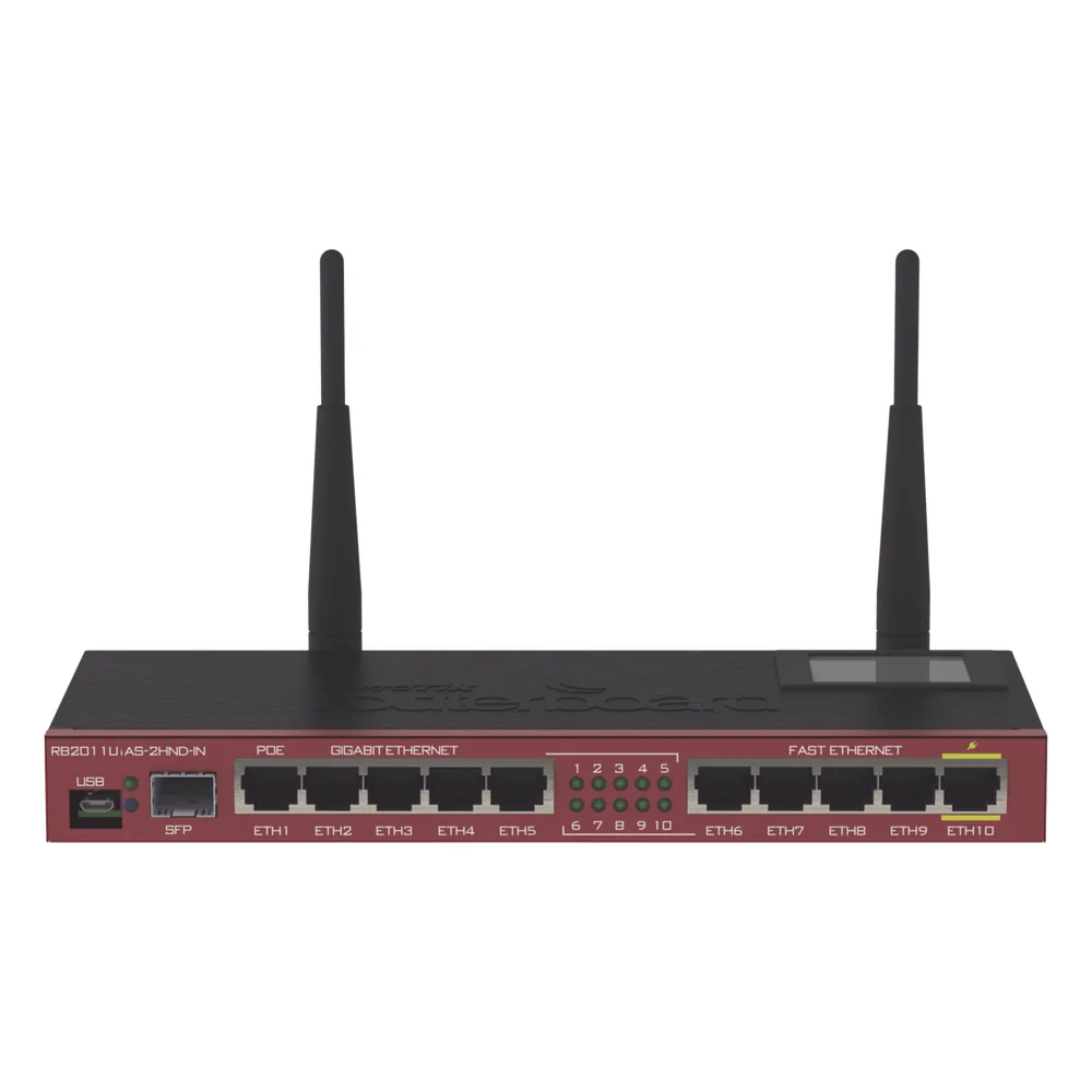 Router Board, 10 Puertos Ethernet, 1 Puerto SFP, Wi-Fi de Gran Cobertura 2.4 GHz Antenas de 4 dBi, hasta 1 Watt de potencia