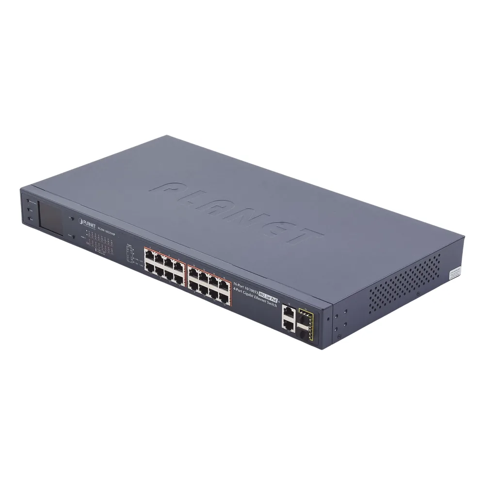 Switch No Administrable PoE+ Extender, Aislamiento VLAN de 16 Puertos +, 2 Combo TP/SFP Gigabit y Pantalla