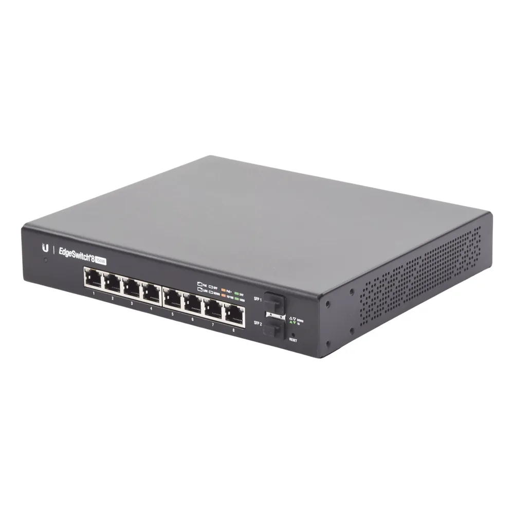 Switch EdgeMAX Administrable de 8 Puertos Gigabit con PoE+/PoE Pasivo 24V + 2 Puertos SFP, 150 W