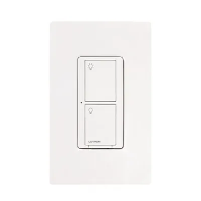 Interruptor de pared inteligente on/off Caseta Wireless, voltaje dual 120/277 V, 5 A en LED, sin cable neutro, compatible con controles Pico y Smart Bridge
