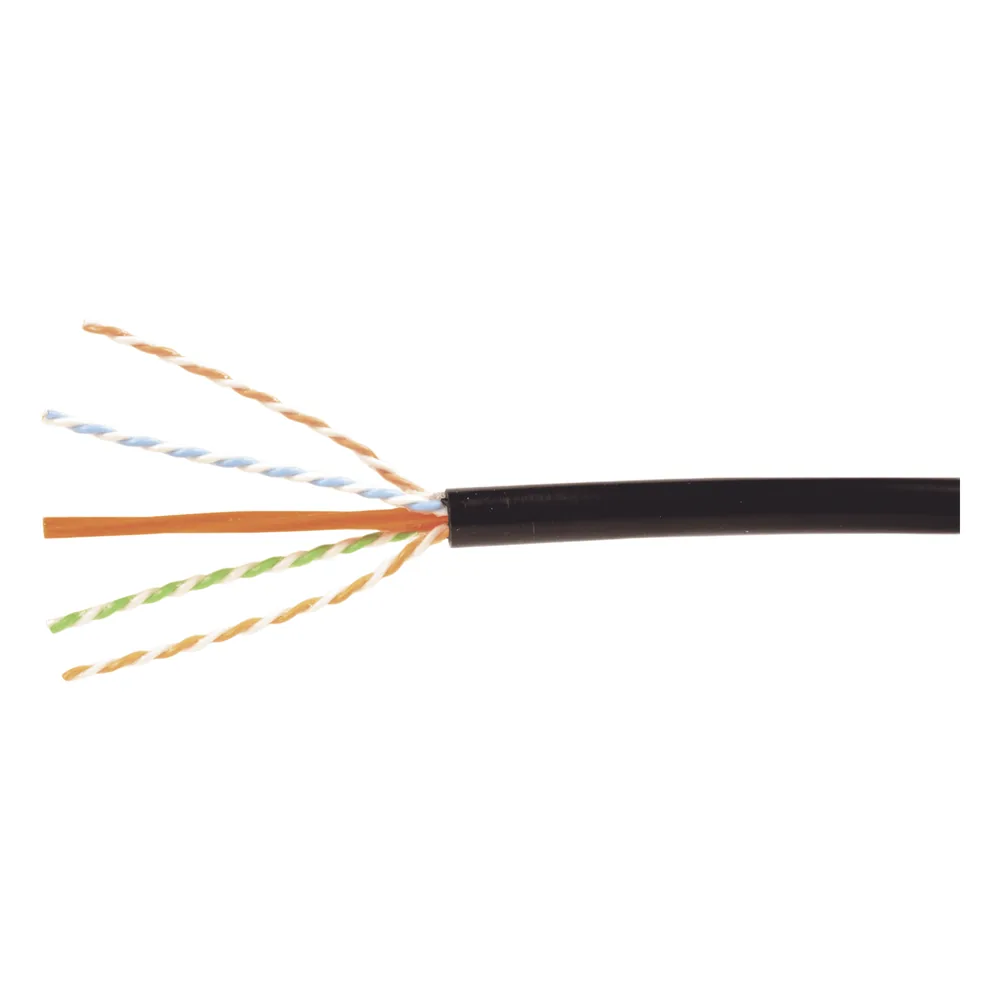 Bobina de Cable Industrial (UTP) de 4 pares, Cat6A de 10Gbps, Planta Externa con Gel Enterrado Directo, Color Negro, 305m