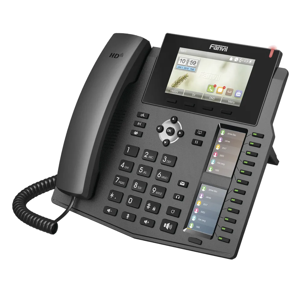 Teléfono IP empresarial para 20 líneas SIP, Voz HD, 3 Pantallas LCD a Color, 12 teclas BLF, PoE