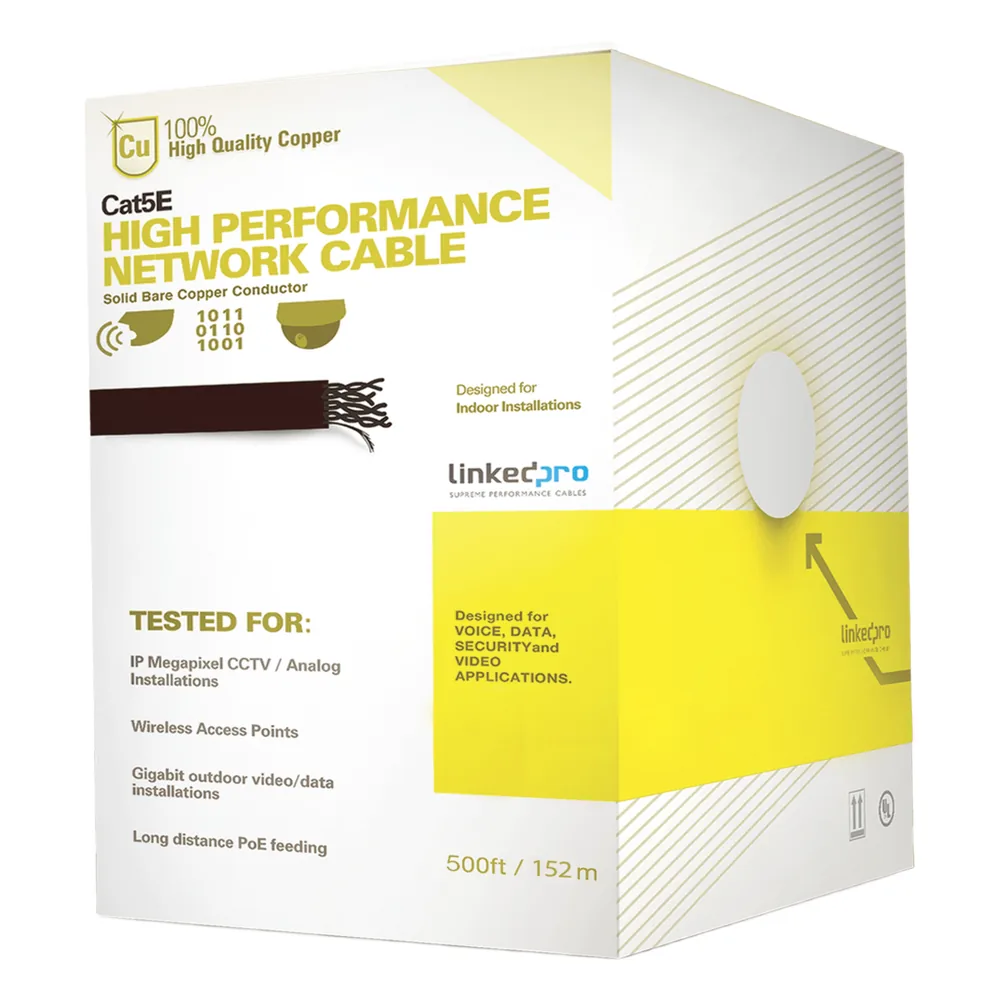 Cable Cat5e de Alto Rendimiento Certificaciones ETL, UL, de 152.5 Metros (500 Pies) de Color Blanco, para Aplicaciones en Video Vigilancia, Redes de Datos. Uso Interior.