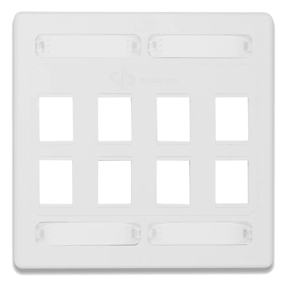 Placa de Pared Doble Modular 10G MAX de 8 Salidas, Color Blanco