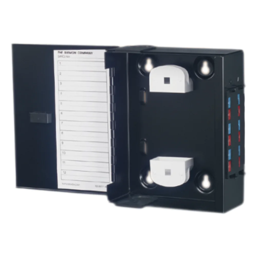 Mini Caja de Conexión de Fibra Óptica, Para Montaje en Pared, Hasta 48 Puertos LC (Acepta Dos Placas Acopladoras), Color Negro