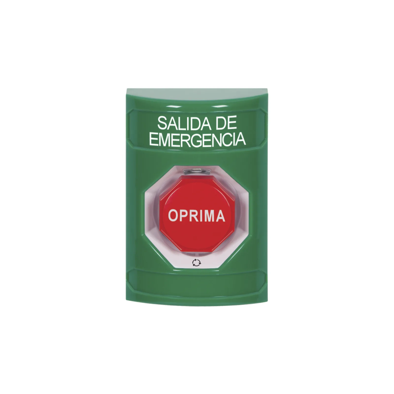 Botón de Salida de Emergencia , Texto en Español, Acción Mantenida, Girar para Restablecer, LED de iluminación