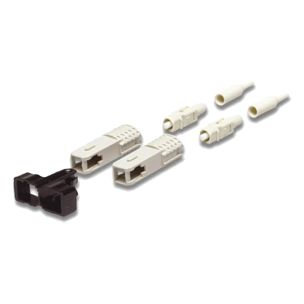 Conector de Fibra Óptica SC Duplex, Epoxico, Fibra Recubierta, Multimodo, Botas Color Negro y Beige (No pre-pulido)