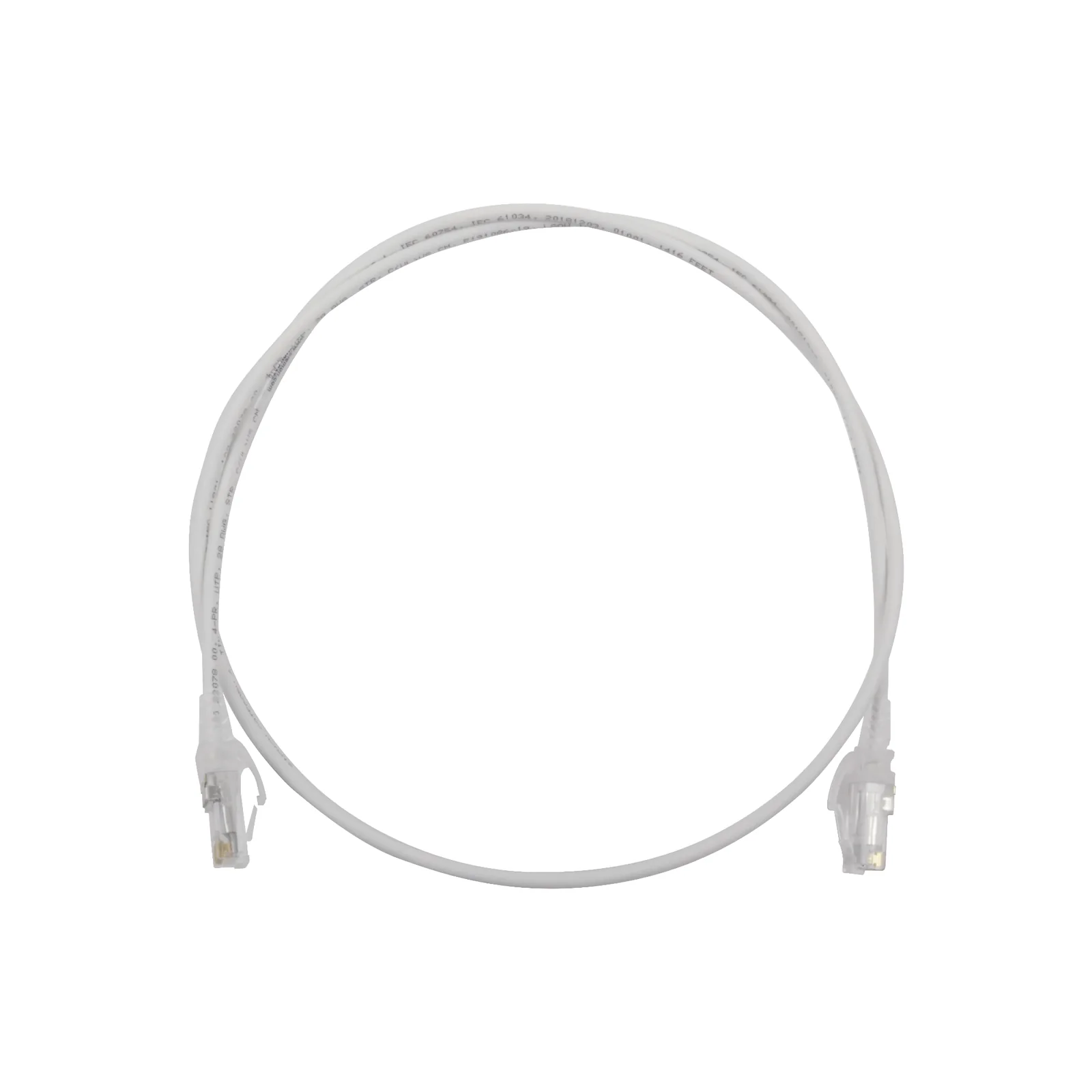 Patch Cord MC6 Modular Cat6 UTP, CM/LS0H, 0.91 Metros (3 Pies), Color Blanco, Diámetro Reducido (28AWG)