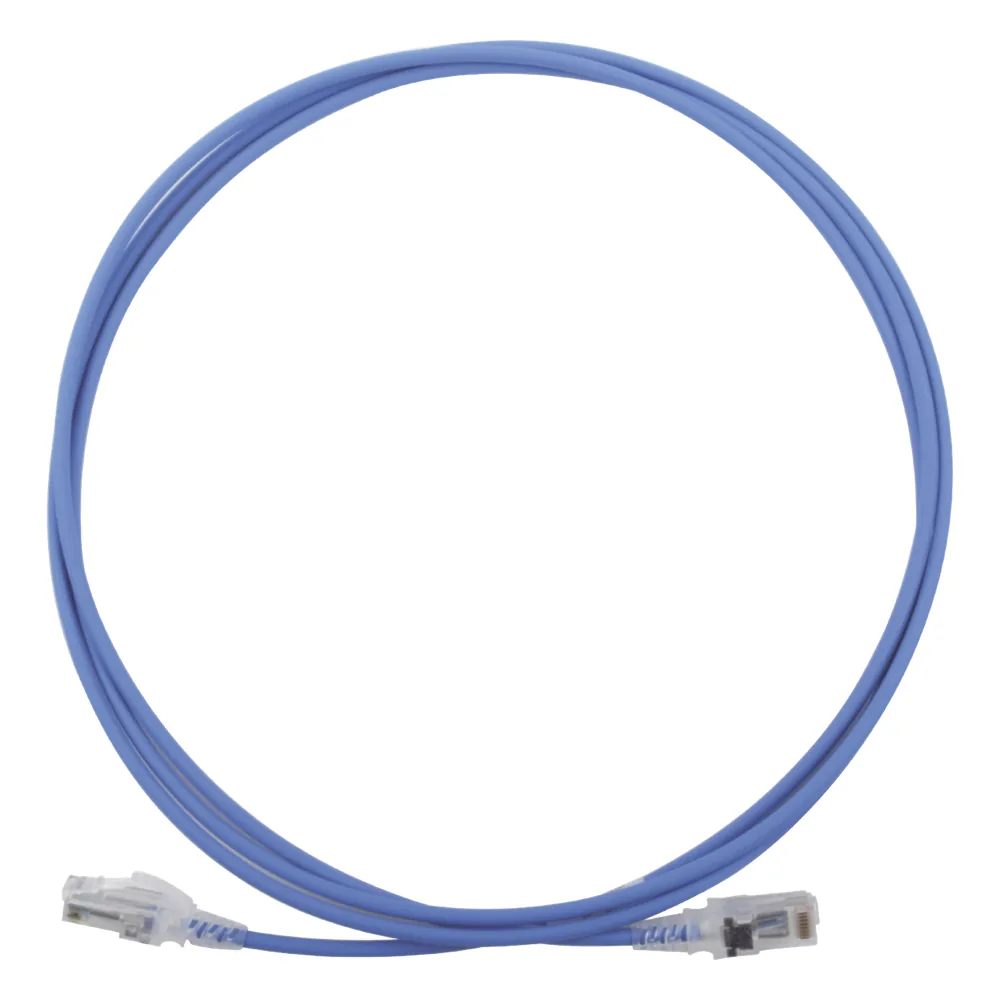 Patch Cord MC6 Modular Cat6 UTP, CM/LS0H, 2.13 Metros (7 Pies), Color Azul, Diámetro Reducido (28AWG)