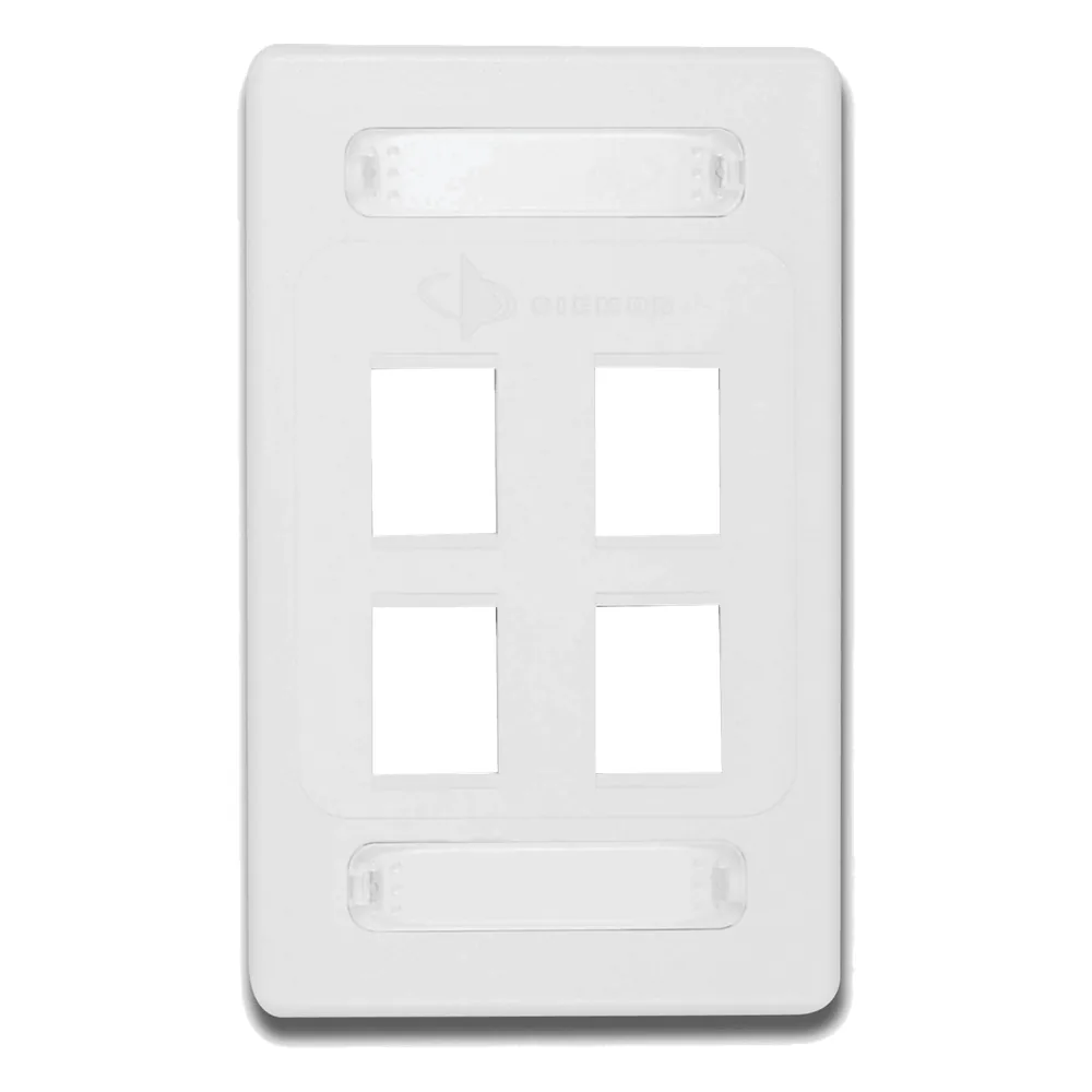 Placa de Pared Modular 10G MAX de 4 Salidas, Color Blanco, Versión Bulk (Sin Empaque Individual)