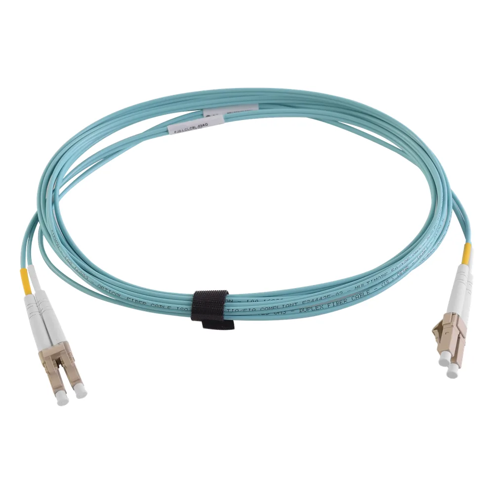 Jumper de Fibra Óptica Multimodo 50/125 XGLO OM4, LC-LC Duplex, OFNR, Color Aqua, 5 Metros (16.40 Pies)