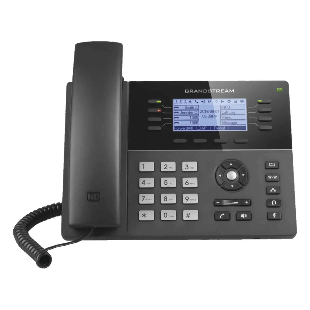 Teléfono IP Gama media de 8 Líneas con 4 teclas de función, 32 teclas de extensión BLF digital y conferencia de 5 vías PoE Gigabit
