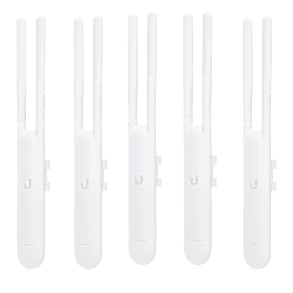 Paquete de 5 Access Point UniFi doble banda para exterior, antenas desmontables 360° , 802.11ac MIMO 2X2, hasta 100 usuarios por equipo. 802.3af, Sin PoE´s