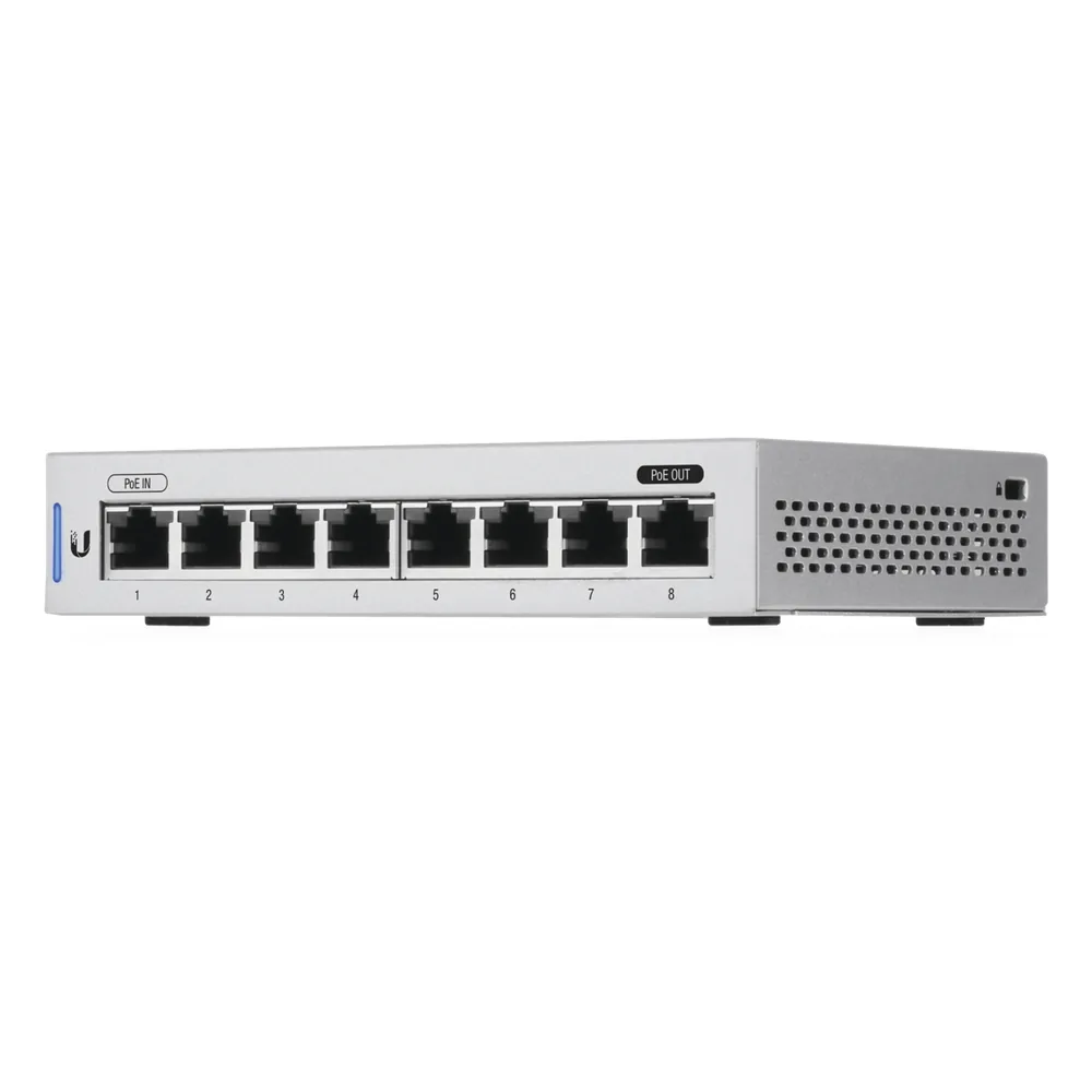 Switch UniFi Administrable capa 2 de 8 Puertos Gigabit (7 Ethernet y 1 PoE Pasivo 48V)