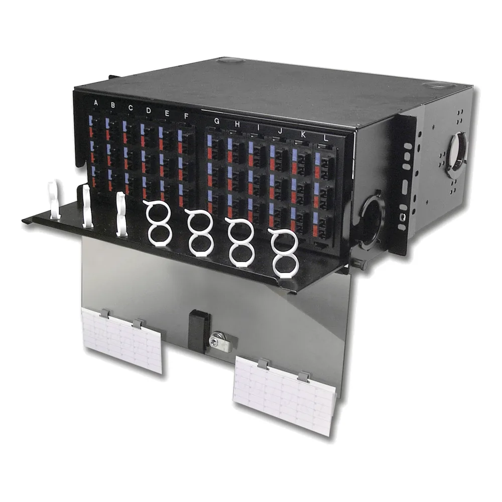 Panel de Conexión de Fibra Óptica (RIC3) Para Rack de 19in, Acepta 12 Placas Quick Pack, Hasta 288 Fibras, 4 UR