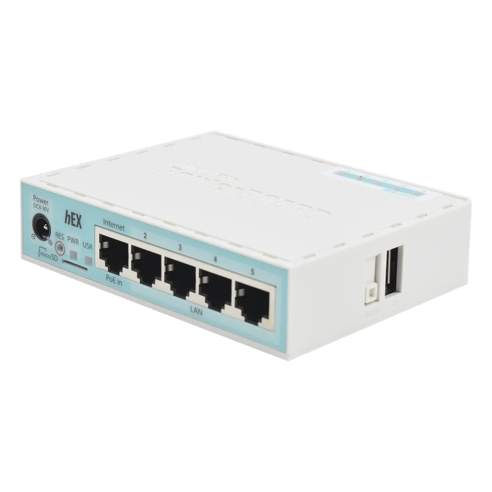 (hEX) RouterBoard, 5 Puertos Gigabit Ethernet, 1 Puerto USB y versión 3