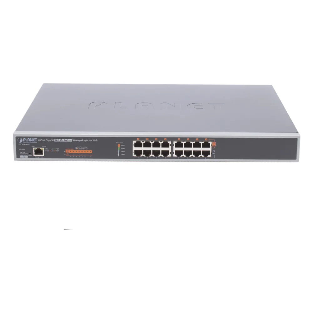 Inyector HUB Adminsitrable Ultra PoE 802.3af/at 8 Puertos Gigabit, Potencia 400W