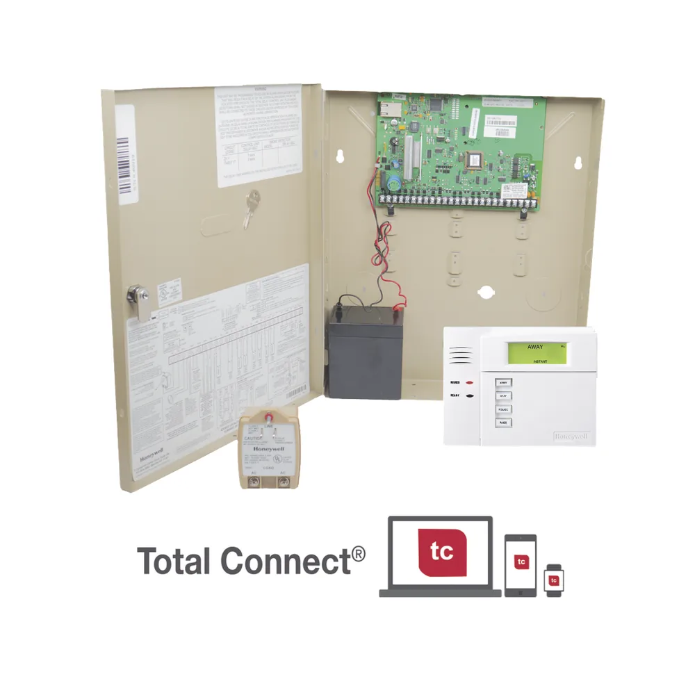 Panel de alarma híbrido con comunicador IP AlarmNet integrado, expandible a 48 zonas y doble partición