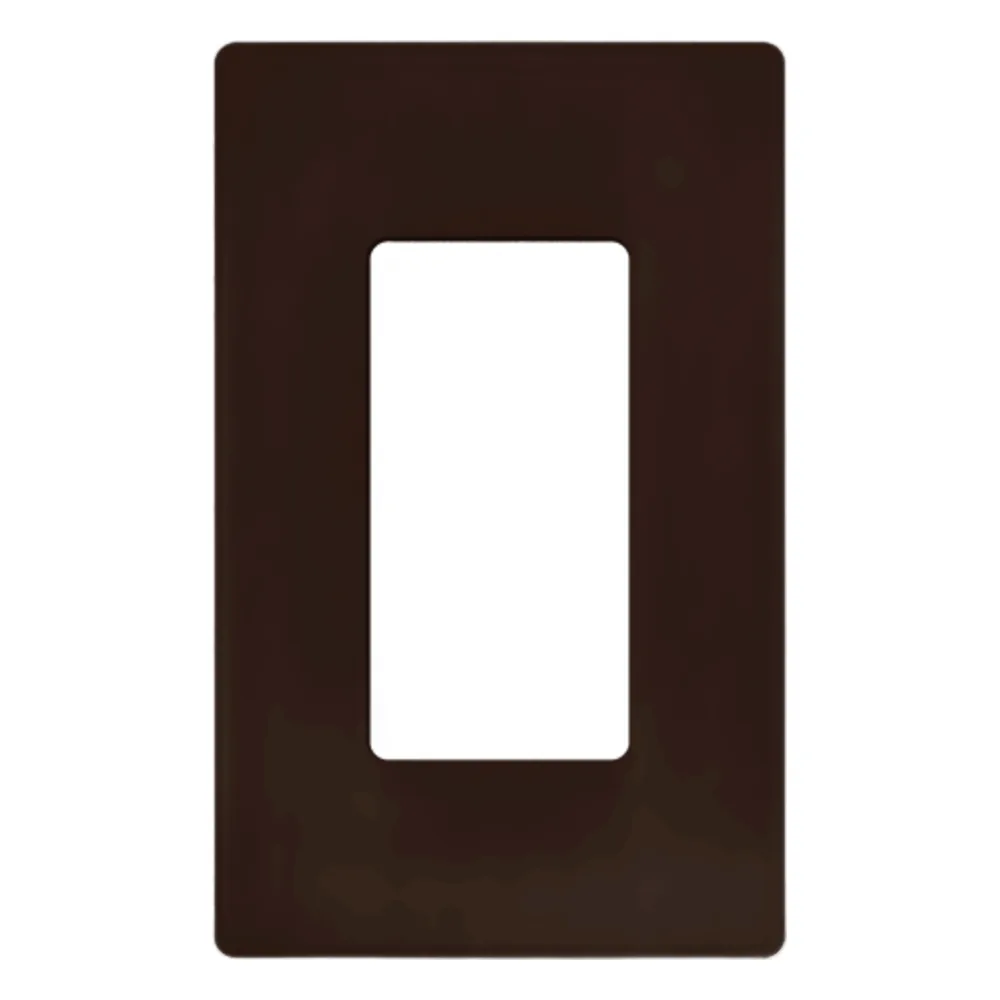 Placa de pared Claro de 1 espacio (1-gang) sin tornillos visibles, apertura tipo decorador, acabado brillante color café, para atenuadores e interruptores Lutron