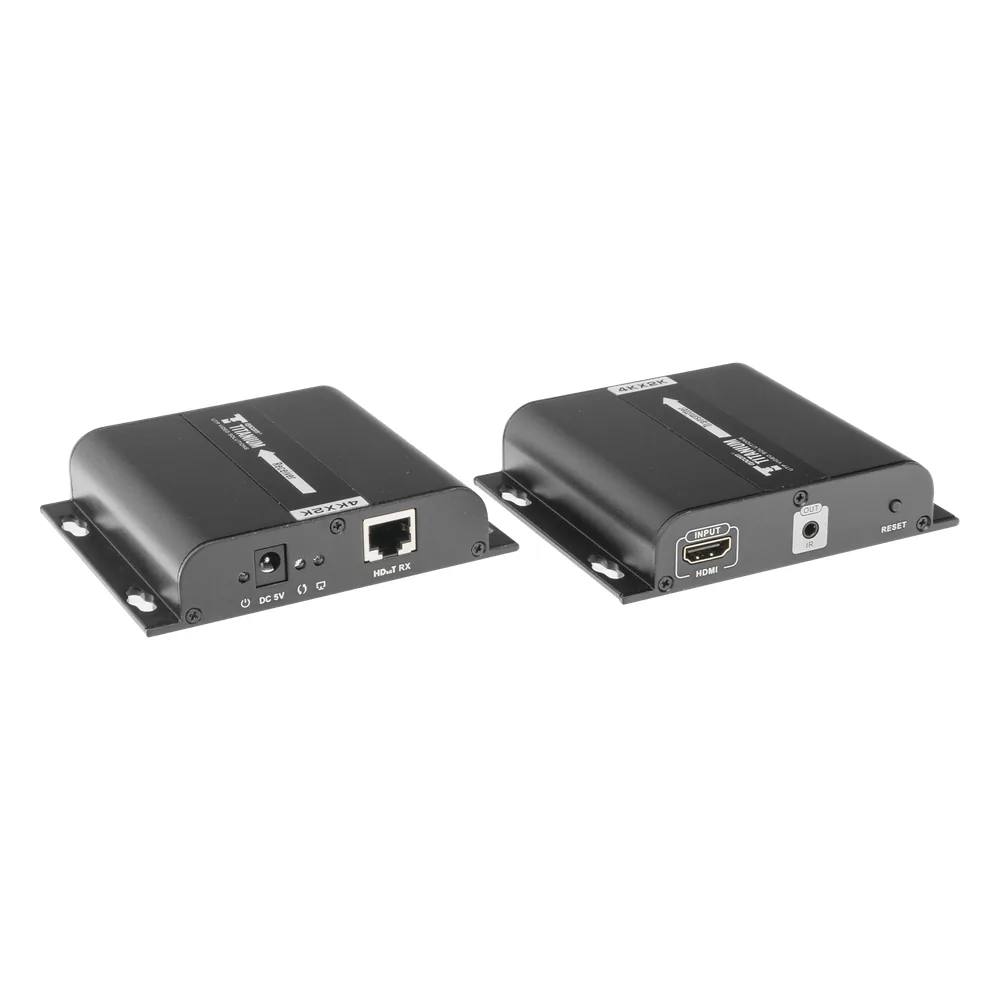 Kit Extensor HDMI para distancias de 120 metros / Resolución 4K @ 30Hz / Cat 5e/6 / Soporta conexión Uno a Uno y Uno a Muchos / Hasta 253 Rx / HDbitT / Soporta control remoto del equipo fuente.