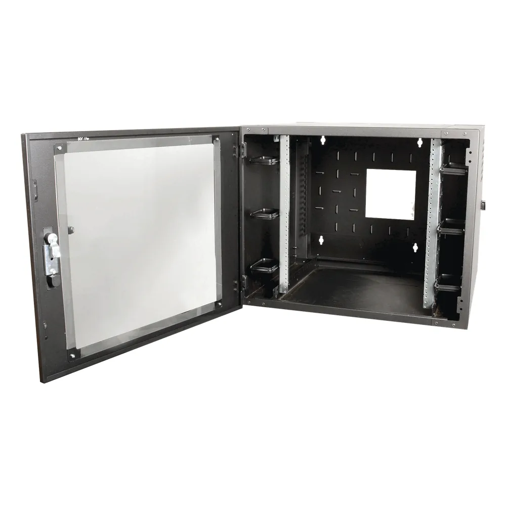 Gabinete de Pared Estándar de 19in, Abatible, de 12 UR, 610 mm de Profundidad, Color Negro