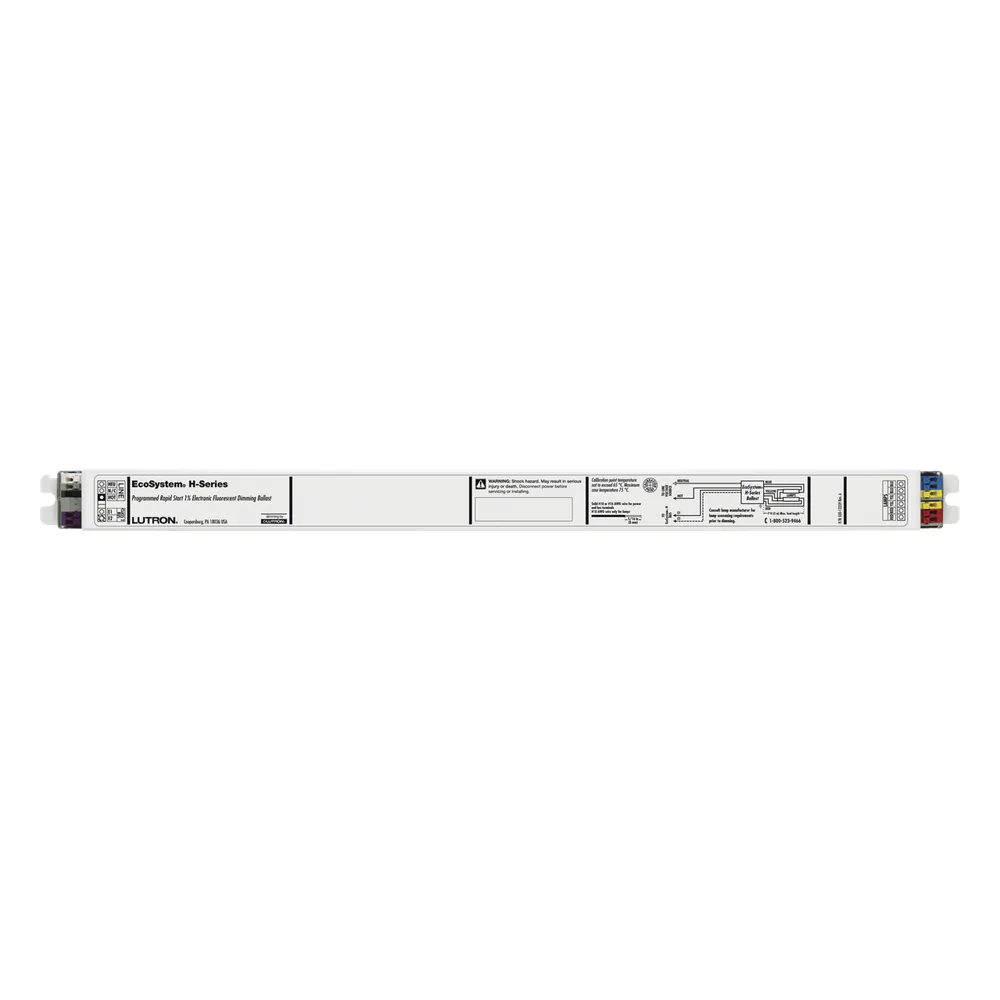 Balastra electrónica atenuable EcoSystem H-Series para 2 lámparas fluorescentes T5 lineales de 28 W, entrada universal 120-277 V, atenuación de 100% a 1%