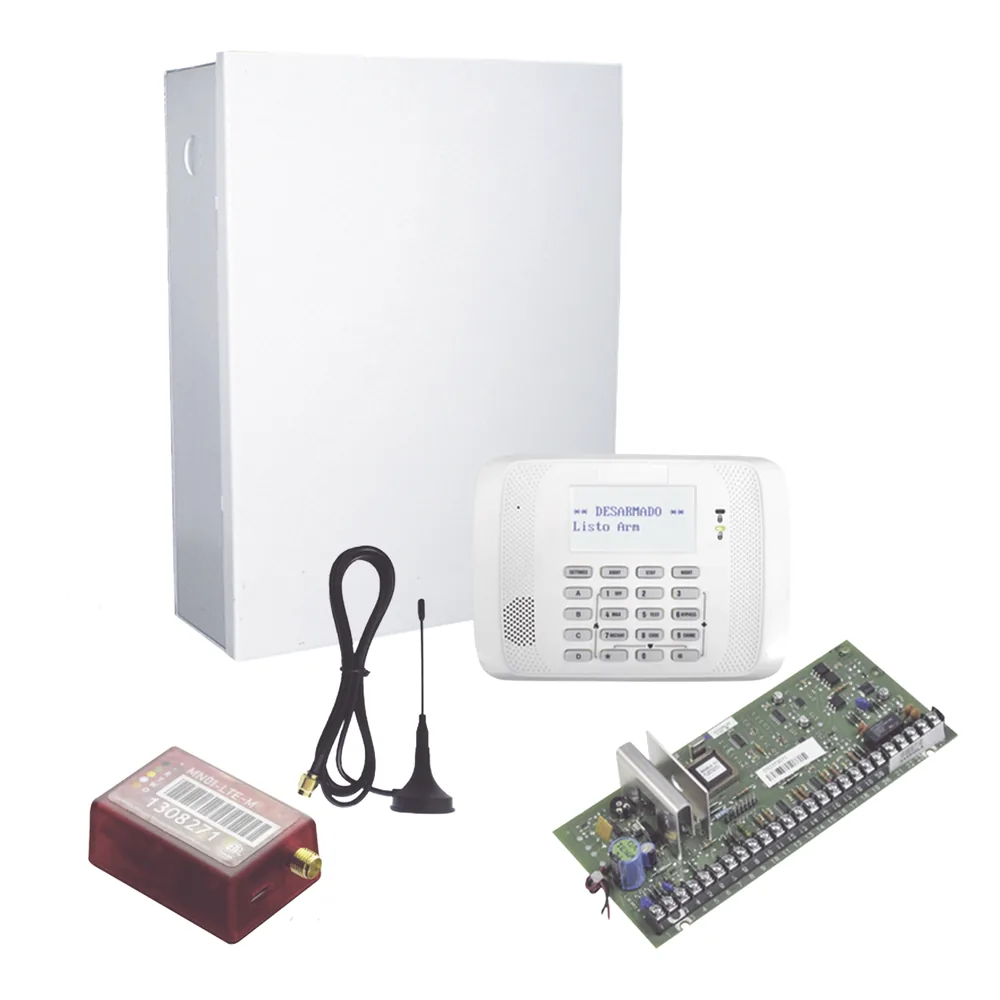 Kit de panel de alarma híbrido de 48 zonas con teclado receptor inalámbrico y comunicador celular 4G/5G con 2 años de servicio