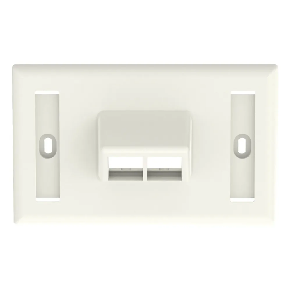 Placa de Pared Horizontal, Salida Para 2 Puertos Keystone, Con Espacios Para Etiquetas, Color Blanco Mate
