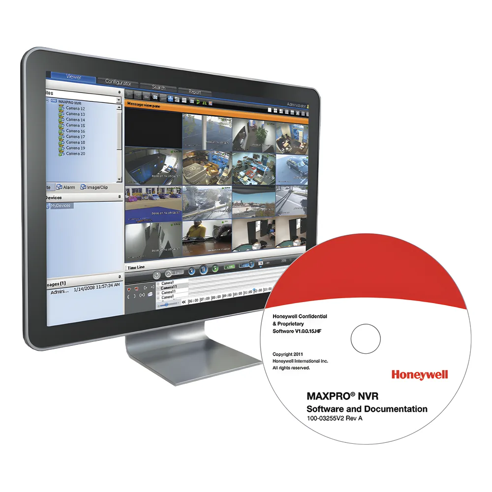 Software de grabación de video en red (NVR) con licencia base para 48 canales, compatible con cámaras IP Honeywell y de terceros
