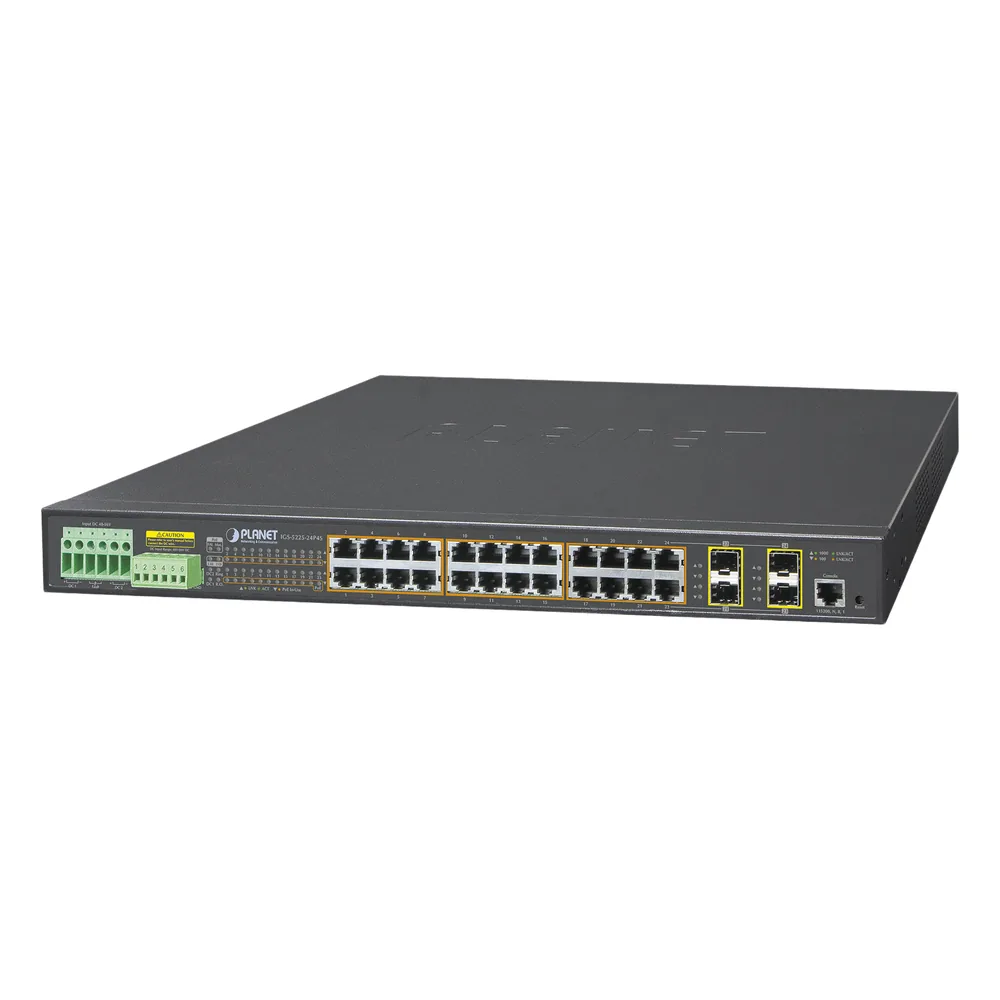 Switch Industrial Administrable 24 puertos 10/100/1000T 802.3at PoE + 4 Puertos Compartidos 100/1000X SFP