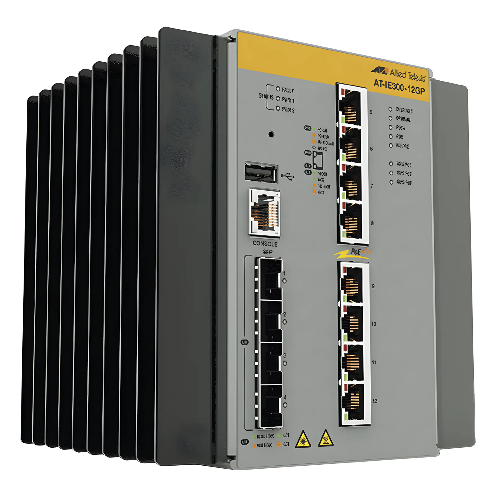 Switch Industrial Hi-PoE Continuo Administrable Capa 3 de 8 x 10/100/1000 Mbps + 4 Puertos SFP, 240 W.