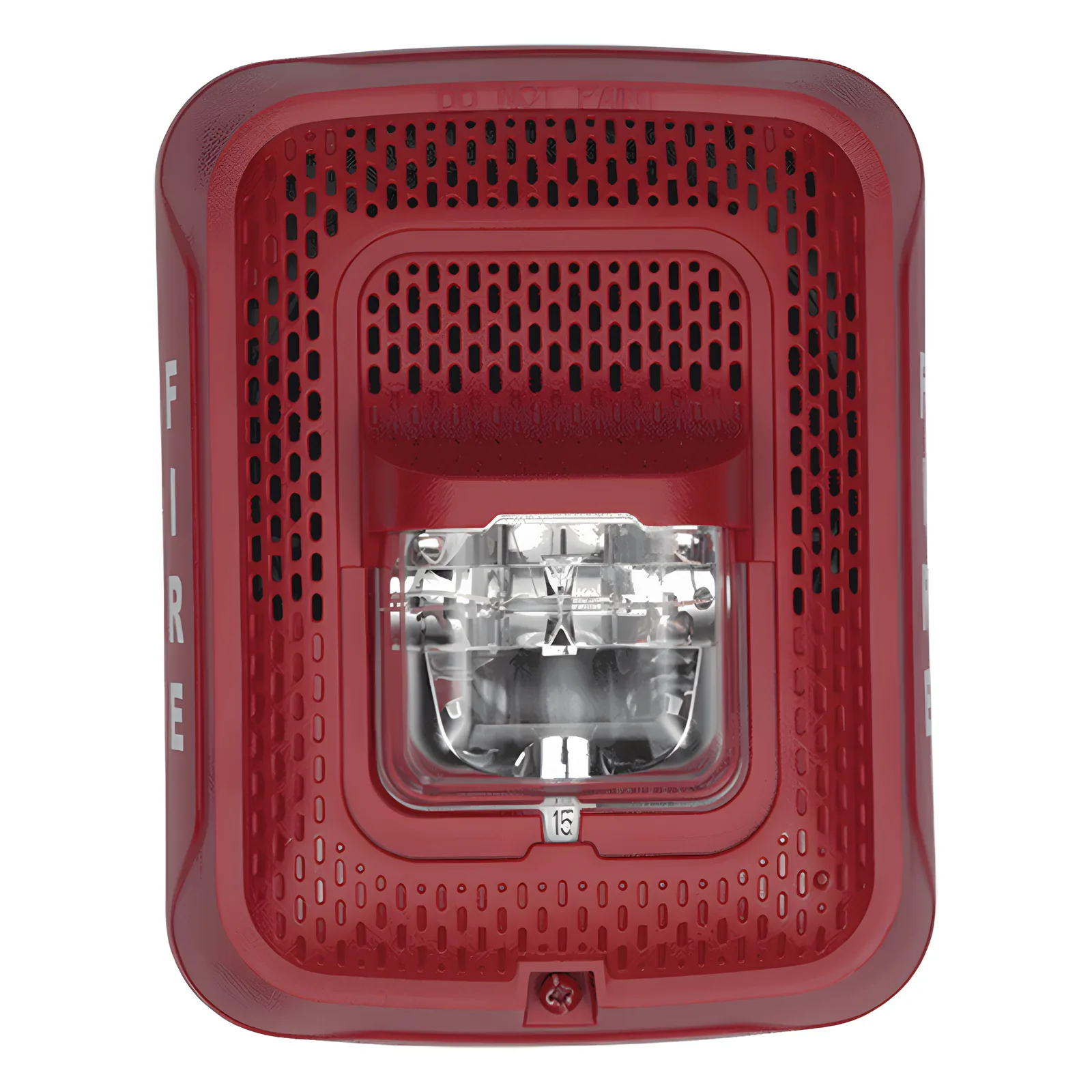Bocina con lámpara estroboscópica de pared, doble voltaje 25/70.7 V, candela seleccionable en campo, color rojo, Serie L