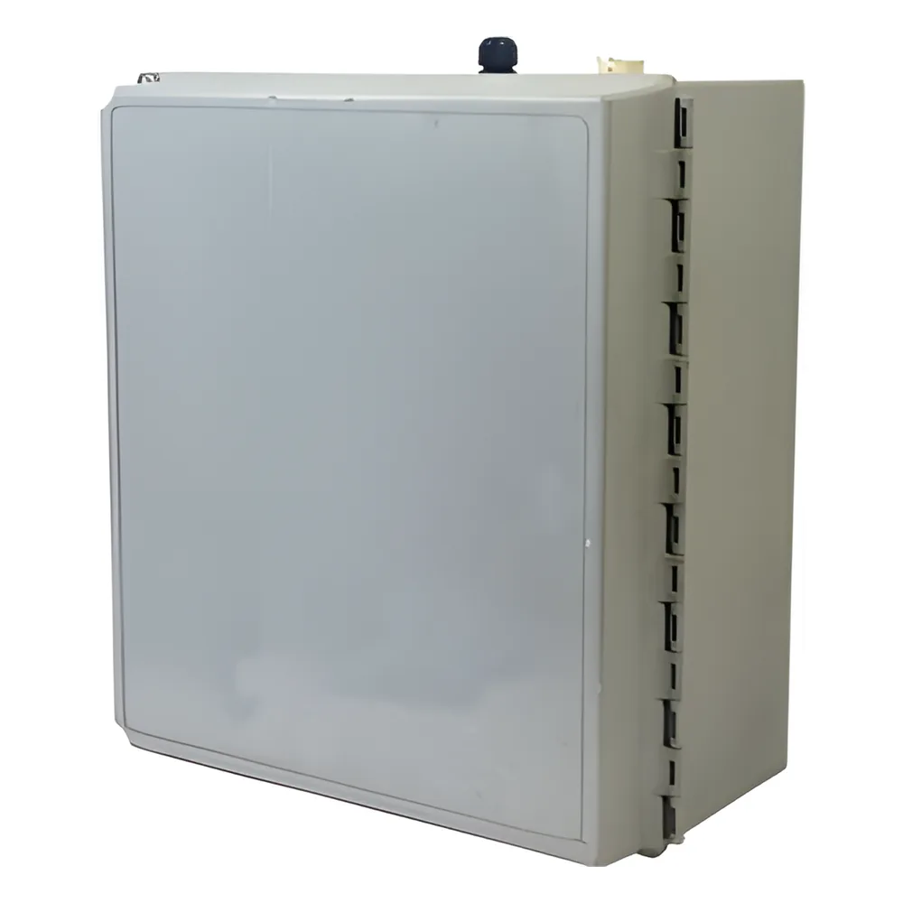 Gabinete fibra de vidrio NEMA para exterior 14x12x8in con bisagra